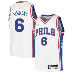White Connie Simmons Twill Basketball Jersey -76ers #6 Simmons Twill Jerseys, FREE SHIPPING