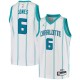 White Eddie Jones Hornets #6 Twill Basketball Jersey FREE SHIPPING