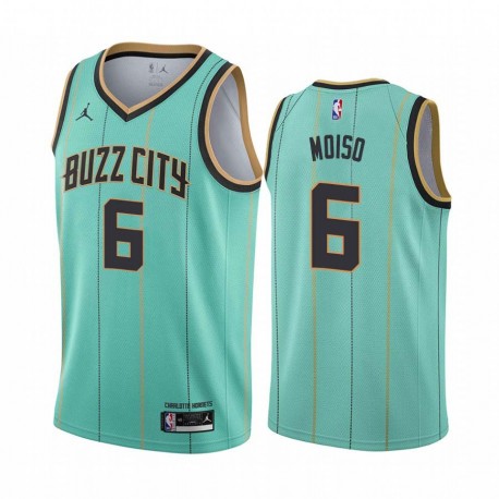 Teal_BUZZ_CITY Jerome Moiso Hornets #6 Twill Basketball Jersey FREE SHIPPING