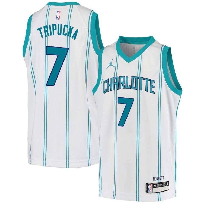 White Kelly Tripucka Hornets #7 Twill Basketball Jersey FREE SHIPPING