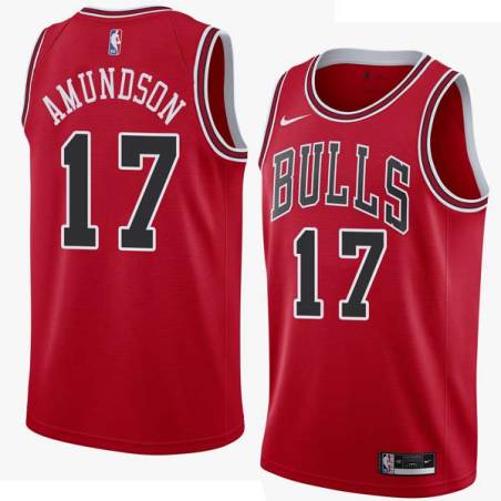Red Lou Amundson Twill Basketball Jersey -Bulls #17 Amundson Twill Jerseys, FREE SHIPPING