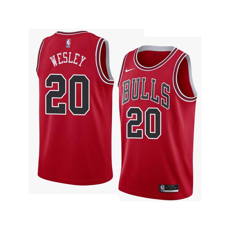 Red Walt Wesley Twill Basketball Jersey -Bulls #20 Wesley Twill Jerseys, FREE SHIPPING