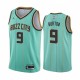 Teal_BUZZ_CITY Willie Burton Hornets #9 Twill Basketball Jersey FREE SHIPPING