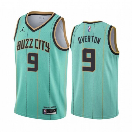 Teal_BUZZ_CITY Doug Overton Hornets #9 Twill Basketball Jersey FREE SHIPPING