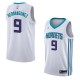 White2 Willy Hernangomez Hornets #9 Twill Basketball Jersey FREE SHIPPING