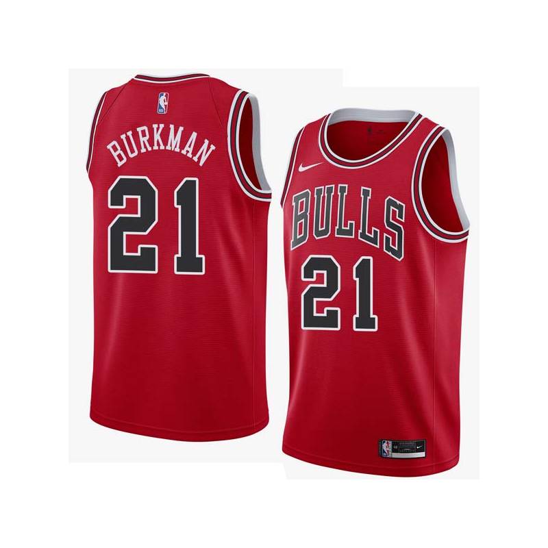 Red Roger Burkman Twill Basketball Jersey -Bulls #21 Burkman Twill Jerseys, FREE SHIPPING