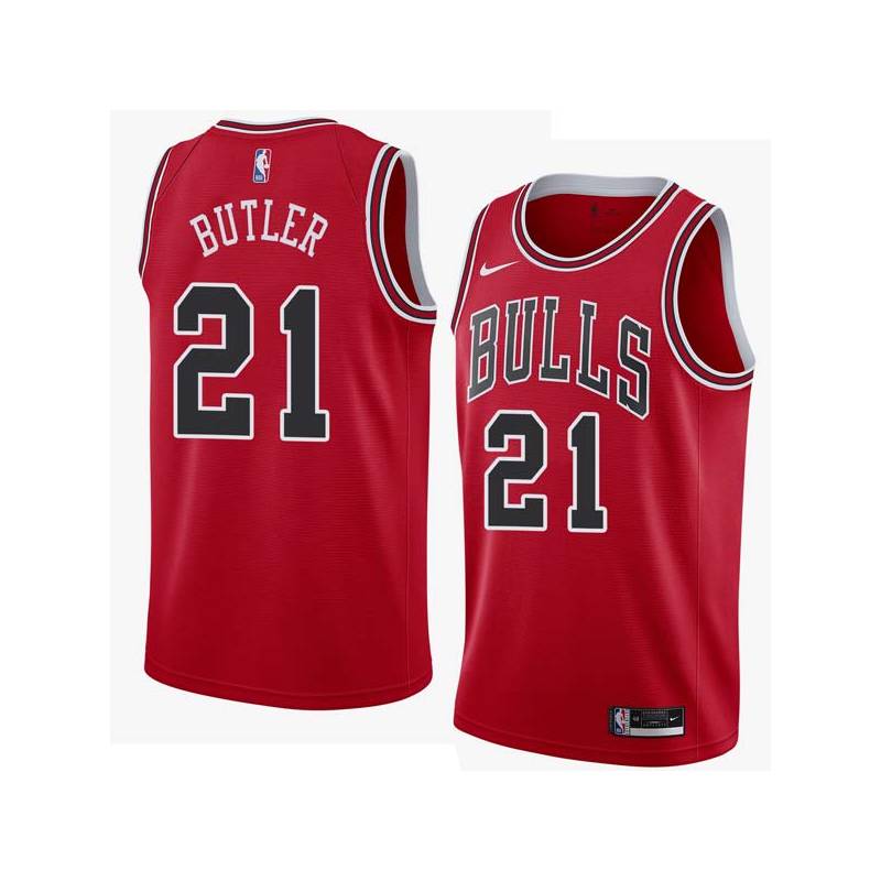 Red Jimmy Butler Twill Basketball Jersey -Bulls #21 Butler Twill Jerseys, FREE SHIPPING