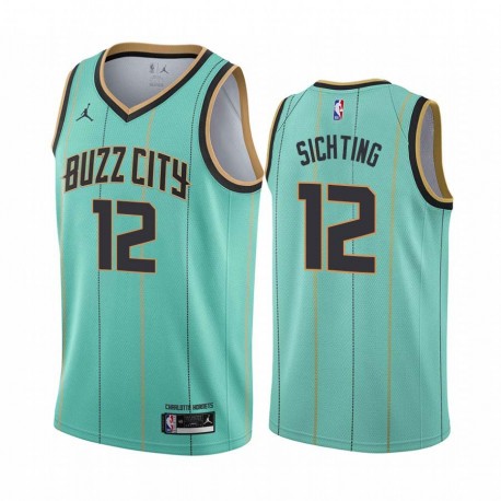 Teal_BUZZ_CITY Jerry Sichting Hornets #12 Twill Basketball Jersey FREE SHIPPING