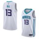 White2 Kendall Gill Hornets #13 Twill Basketball Jersey FREE SHIPPING