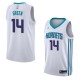 White2 Rickey Green Hornets #14 Twill Basketball Jersey FREE SHIPPING