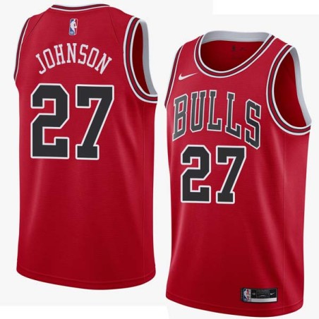 Red Ollie Johnson Twill Basketball Jersey -Bulls #27 Johnson Twill Jerseys, FREE SHIPPING