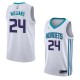 White2 Micheal Williams Hornets #24 Twill Basketball Jersey FREE SHIPPING