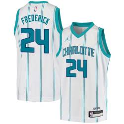 White Anthony Frederick Hornets #24 Twill Basketball Jersey FREE SHIPPING