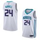 White2 Scott Burrell Hornets #24 Twill Basketball Jersey FREE SHIPPING