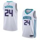 White2 Jamal Mashburn Hornets #24 Twill Basketball Jersey FREE SHIPPING