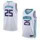 White2 Al Jefferson Hornets #25 Twill Basketball Jersey FREE SHIPPING