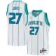 White Dwayne Jones Hornets #27 Twill Basketball Jersey FREE SHIPPING