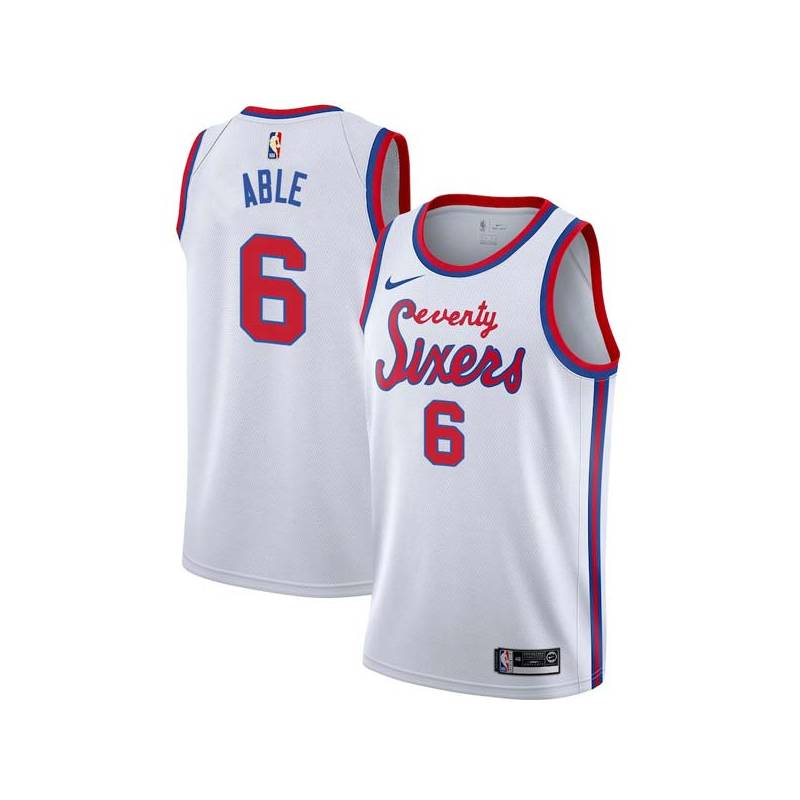 White Classic Forest Able Twill Basketball Jersey -76ers #6 Able Twill Jerseys, FREE SHIPPING