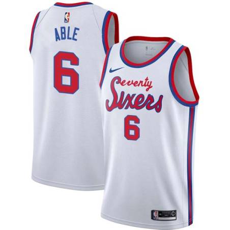 White Classic Forest Able Twill Basketball Jersey -76ers #6 Able Twill Jerseys, FREE SHIPPING