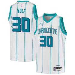 White Joe Wolf Hornets #30 Twill Basketball Jersey FREE SHIPPING