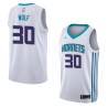 White2 Joe Wolf Hornets #30 Twill Basketball Jersey FREE SHIPPING