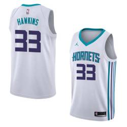 White2 Hersey Hawkins Hornets #33 Twill Basketball Jersey FREE SHIPPING
