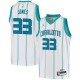 White Jumaine Jones Hornets #33 Twill Basketball Jersey FREE SHIPPING