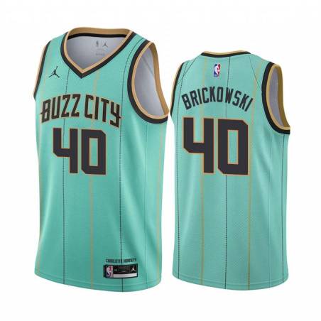 Teal_BUZZ_CITY Frank Brickowski Hornets #40 Twill Basketball Jersey FREE SHIPPING