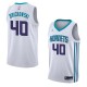 White2 Frank Brickowski Hornets #40 Twill Basketball Jersey FREE SHIPPING