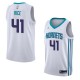 White2 Glen Rice Hornets #41 Twill Basketball Jersey FREE SHIPPING