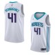 White2 Willy Hernangomez Hornets #41 Twill Basketball Jersey FREE SHIPPING