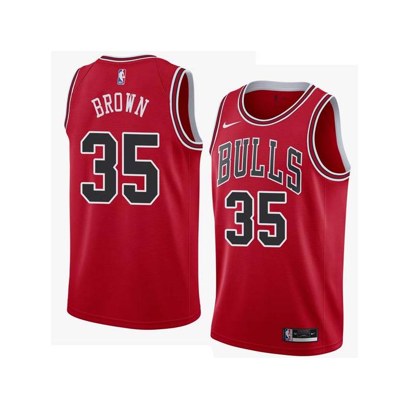 Tony Brown Twill Basketball Jersey -Bulls #35 Brown Twill Jerseys, FREE SHIPPING