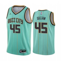 Teal_BUZZ_CITY Armen Gilliam Hornets #45 Twill Basketball Jersey FREE SHIPPING