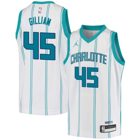 White Armen Gilliam Hornets #45 Twill Basketball Jersey FREE SHIPPING