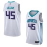White2 Armen Gilliam Hornets #45 Twill Basketball Jersey FREE SHIPPING