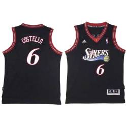 Black Throwback Larry Costello Twill Basketball Jersey -76ers #6 Costello Twill Jerseys, FREE SHIPPING