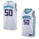 White2 Tyler Hansbrough Hornets #50 Twill Basketball Jersey FREE SHIPPING