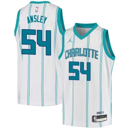 White Michael Ansley Hornets #54 Twill Basketball Jersey FREE SHIPPING