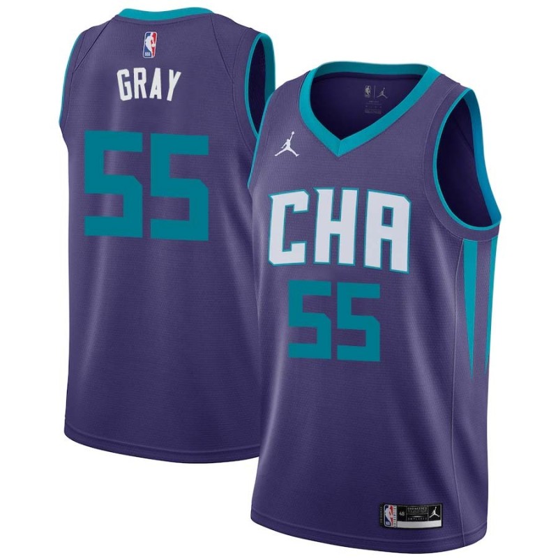 Dark_Purple_CHA Stuart Gray Hornets #55 Twill Basketball Jersey FREE SHIPPING
