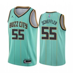 Teal_BUZZ_CITY Steve Scheffler Hornets #55 Twill Basketball Jersey FREE SHIPPING