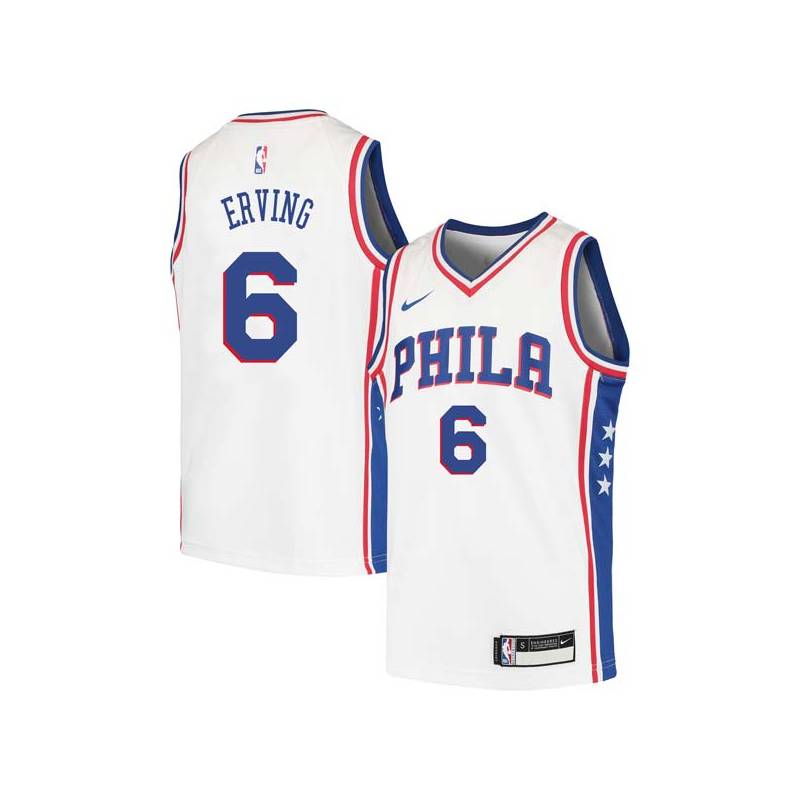 White Julius Erving Twill Basketball Jersey -76ers #6 Erving Twill Jerseys, FREE SHIPPING