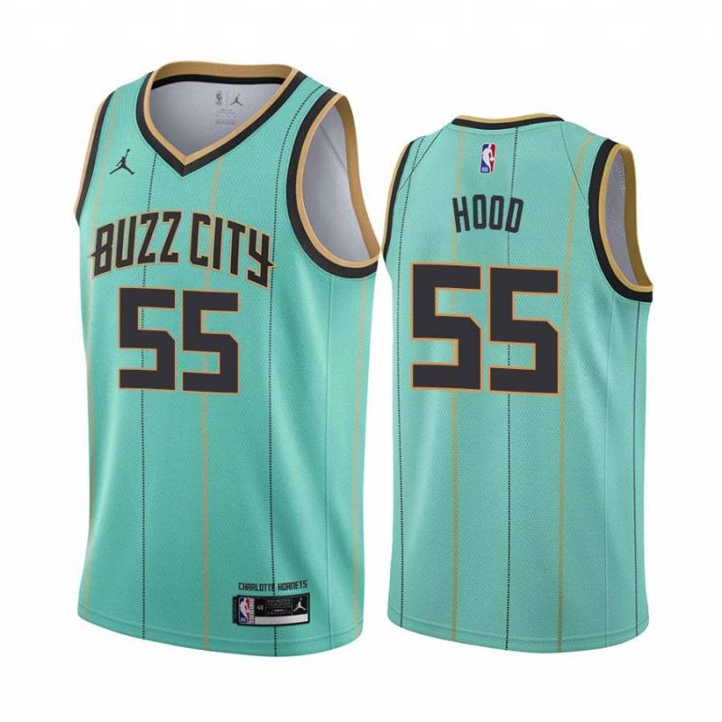 Teal_BUZZ_CITY Derek Hood Hornets #55 Twill Basketball Jersey FREE SHIPPING