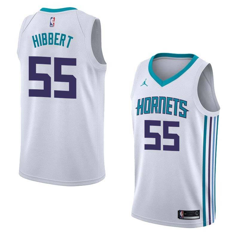 White2 Roy Hibbert Hornets #55 Twill Basketball Jersey FREE SHIPPING