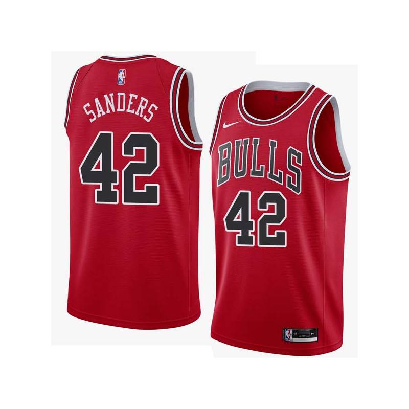 Red Jeff Sanders Twill Basketball Jersey -Bulls #42 Sanders Twill Jerseys, FREE SHIPPING