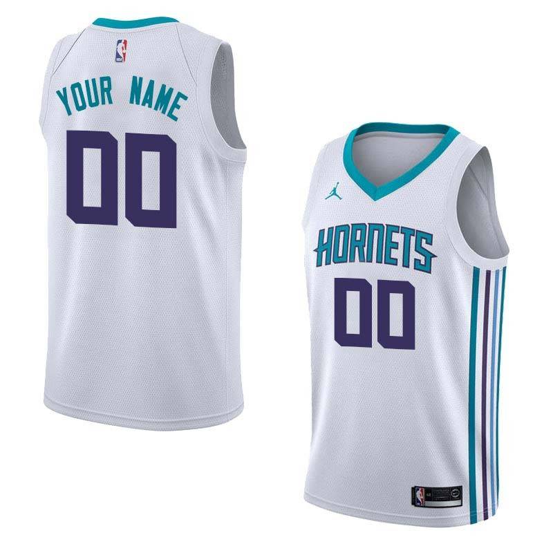 White2 Customized Charlotte Hornets Twill Basketball Jersey FREE SHIPPING