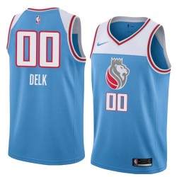 18-19_Light_Blue Tony Delk Kings #00 Twill Basketball Jersey FREE SHIPPING