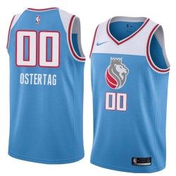18-19_Light_Blue Greg Ostertag Kings #00 Twill Basketball Jersey FREE SHIPPING
