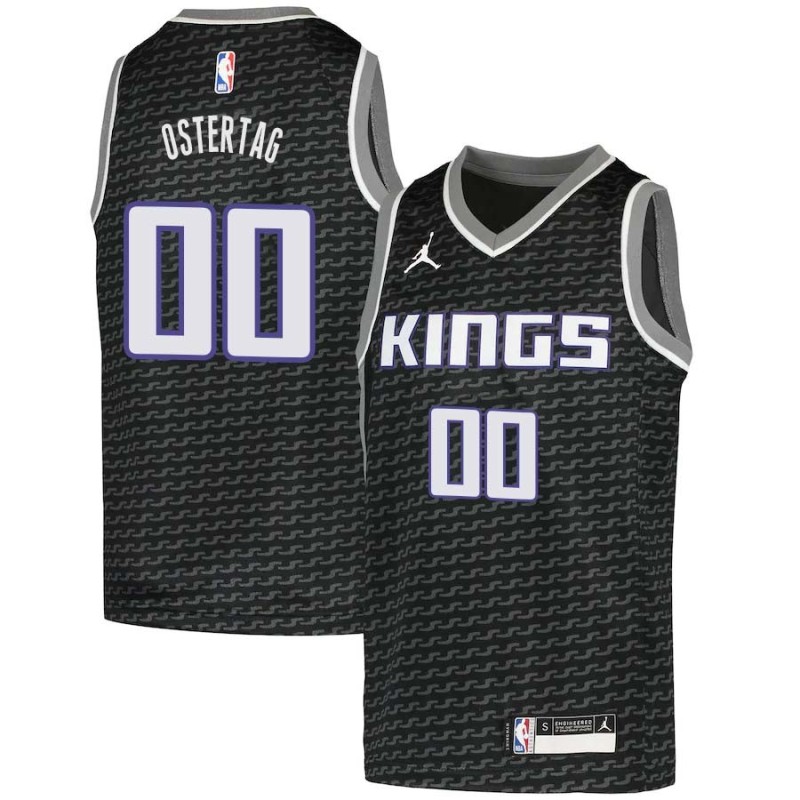 Black Greg Ostertag Kings #00 Twill Basketball Jersey FREE SHIPPING