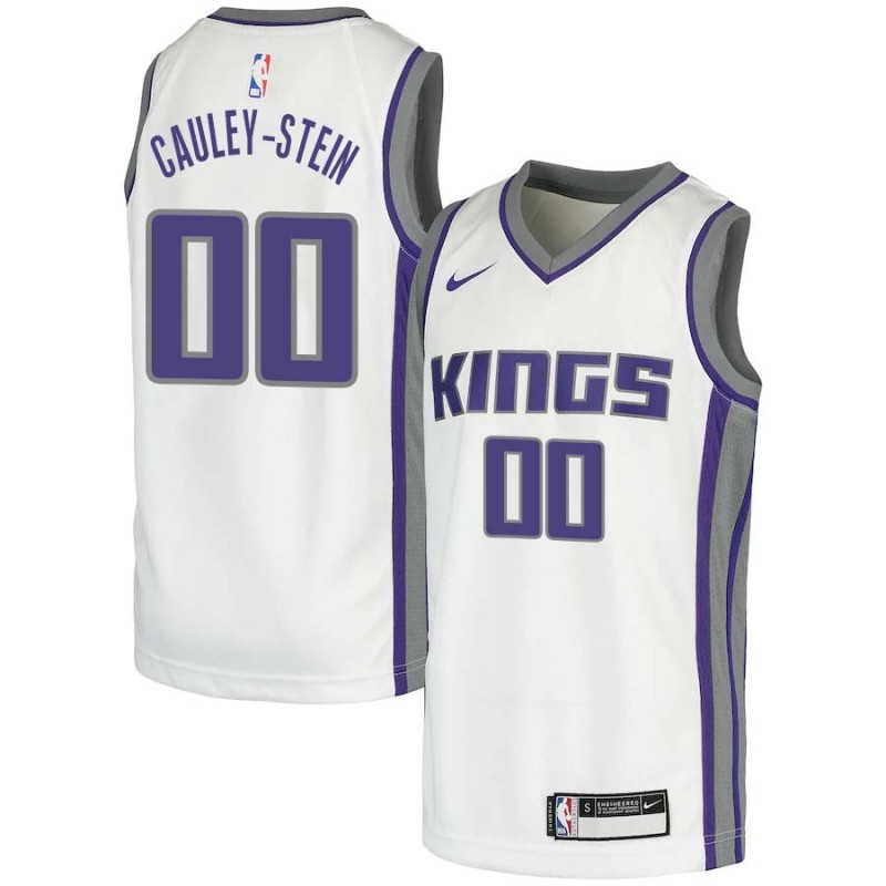 White Willie Cauley-Stein Kings #00 Twill Basketball Jersey FREE SHIPPING