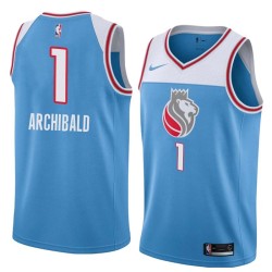 18-19_Light_Blue Tiny Archibald Kings #1 Twill Basketball Jersey FREE SHIPPING